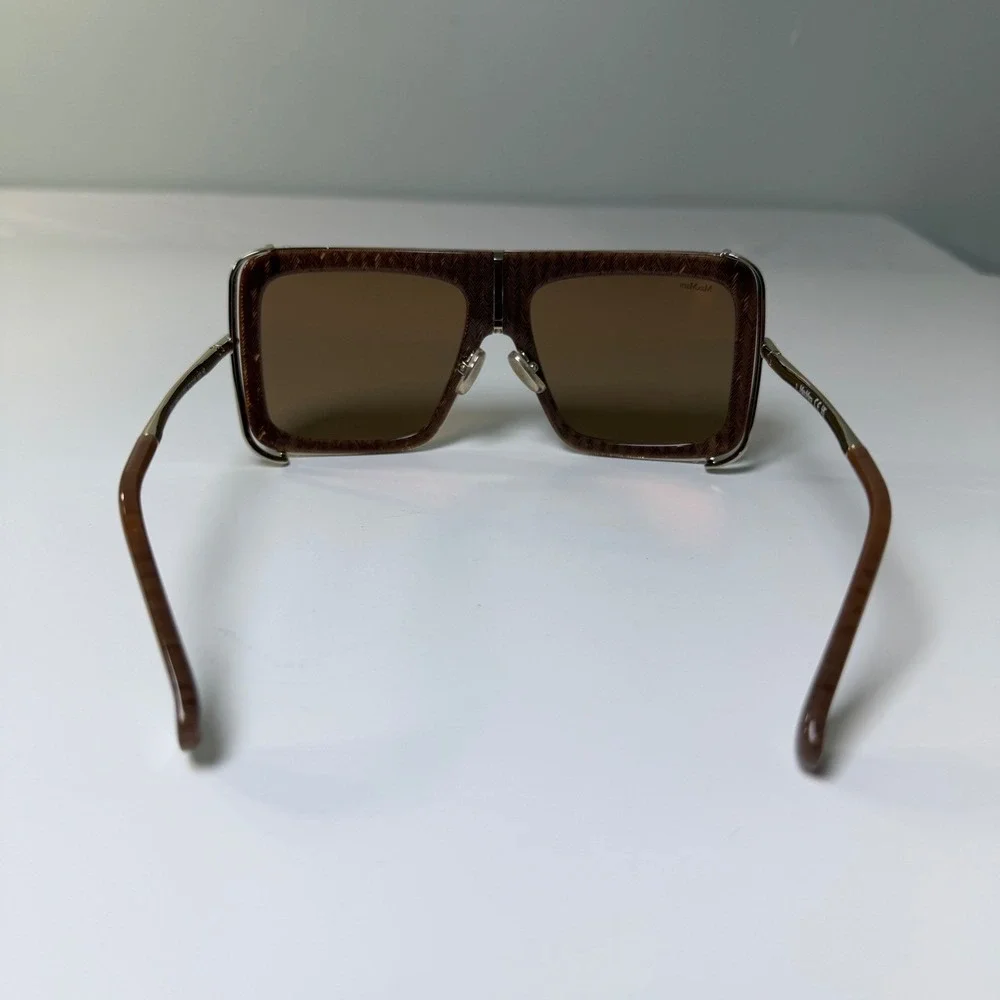 Max‎ Mara Jean MM0119 Jean Brown Textured Oversized Square Sunglasses  57-16-130